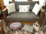 Vintage Rail Road Station Hide-a-Bed, Needlepoint Stools, Baskets