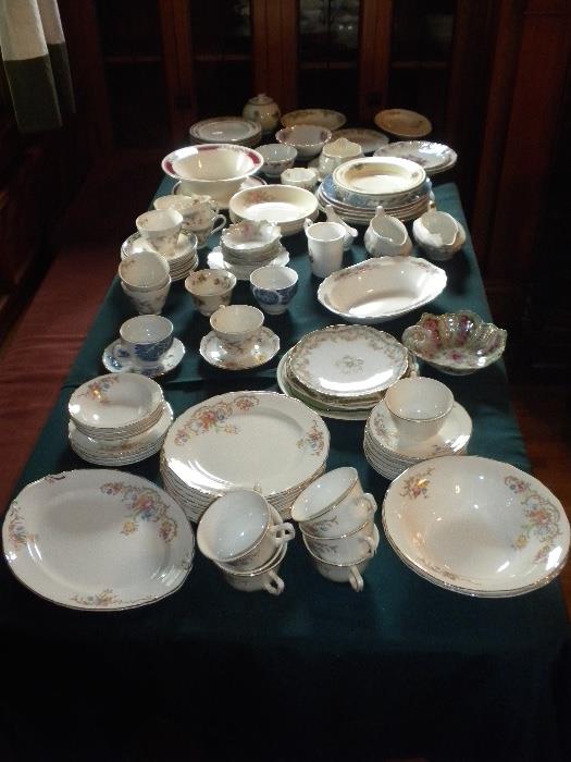 Large Assortment of China Dishes and Jadite Mug Set