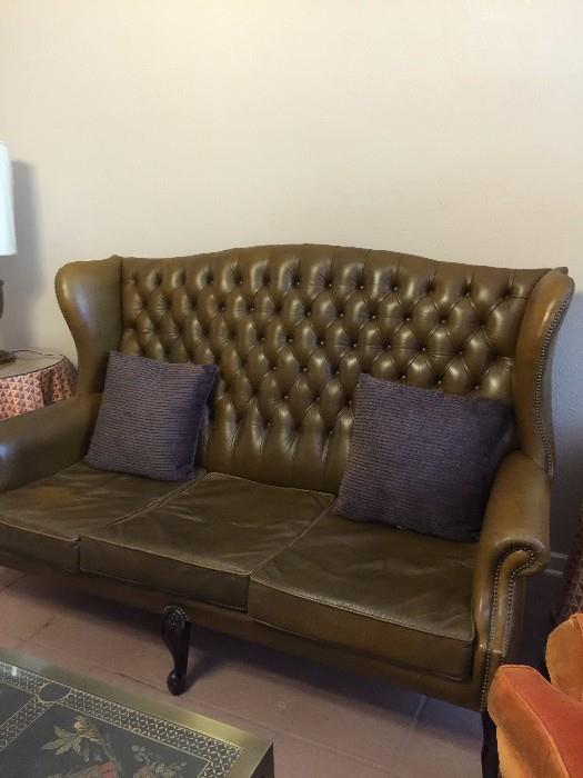 Hand made in England, leather sofa