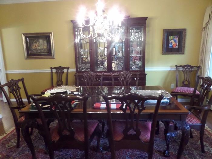 Stickley Dining Room with table(3 leaves and all pads), 8 chairs, Breakfront and server