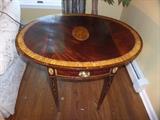 STICKLEY INLAID WOOD DROP LEAF TABLE