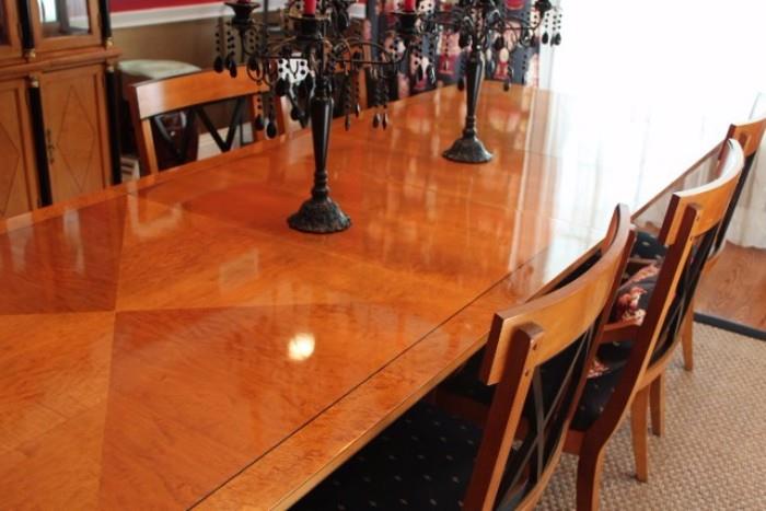 Stunning Dining Table with Breakfront and Six Chairs