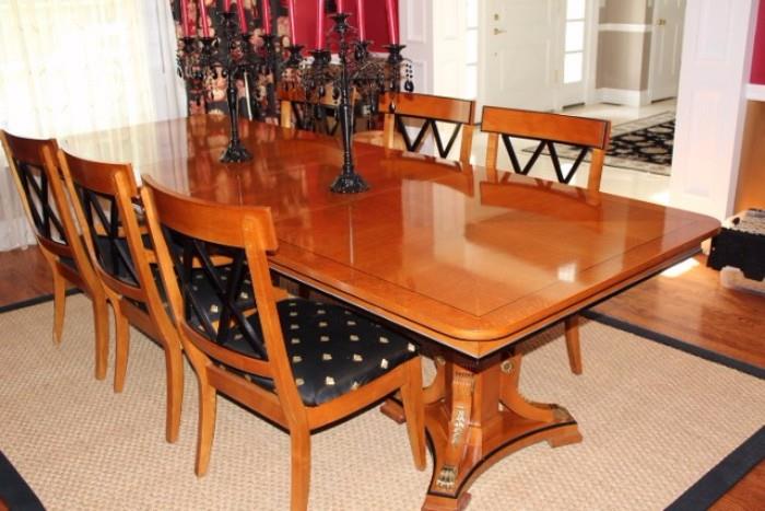 Stunning Dining Table with Breakfront and Six Chairs