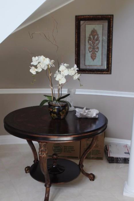 Round Foyer Table & Potted Orchids