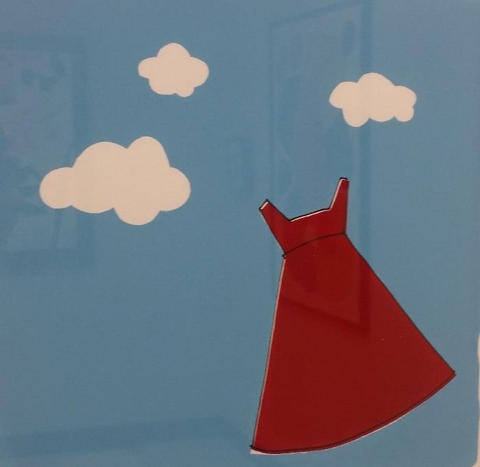Lisa Wharton Flying Red Dress with Clouds