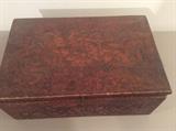 Antique pyrography box - all the pretty posies burned in