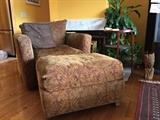 Upholstered chair and ottoman
