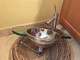 Glass and chrome small sink
