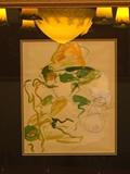 Gato Barbieri signed water color by Ashe. Signed and dated by both artist and musician, February 17, 1991