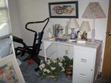 Workout machine, desk, lamps etc