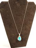 Turquoise necklace on sterling chain