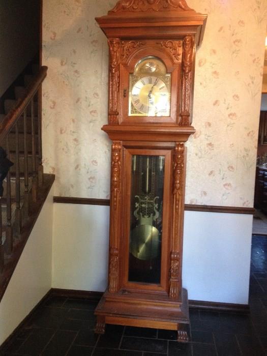 Philippine mahogany grandfather clock with West German clockworks