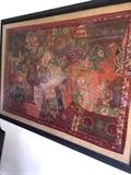 Large Thai embroidery in custom frame.