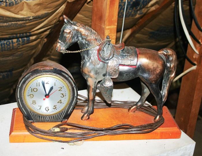 Vintage Cast Horse Clock