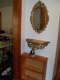 gold gild mirror, shelf