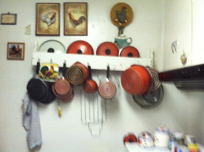 Vintage Cherry Red Club pots and pans.