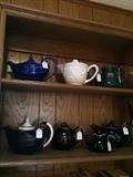 Teapot collection including Hall Aladdin style teapot