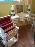 White French Provincial vanity with lift mirror