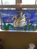 Stain glass swan panel