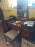 Antique vanity; stain glass Texas with her yellow rose