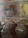 Clear glass powder boxes with assorted animals