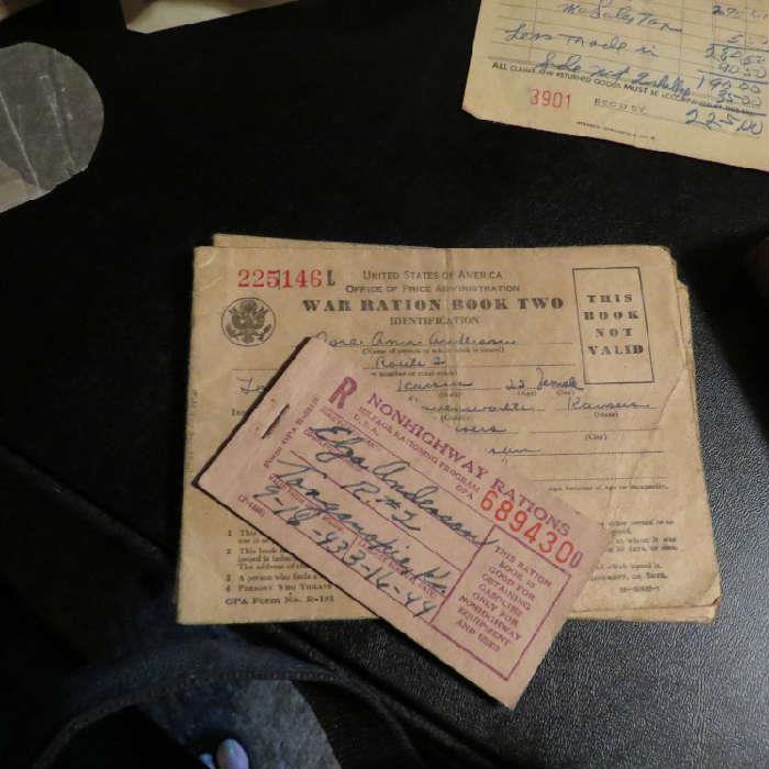 WWII ration books and other antique paper