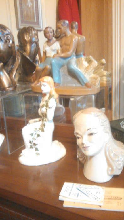Vintage lady vase  and figure collection