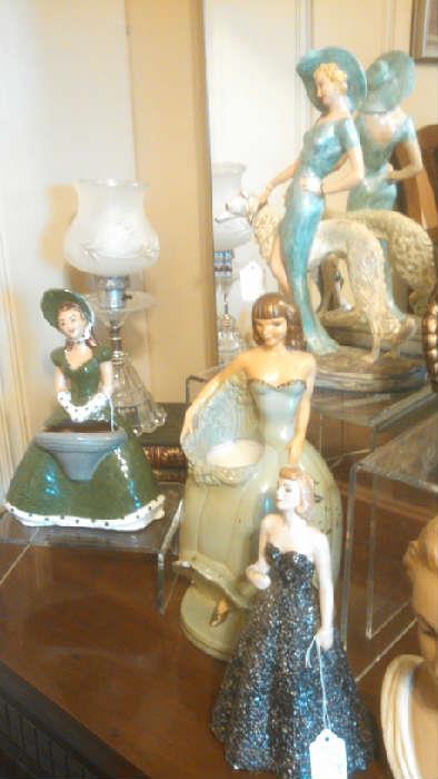 Vintage lady vase and figurine collection