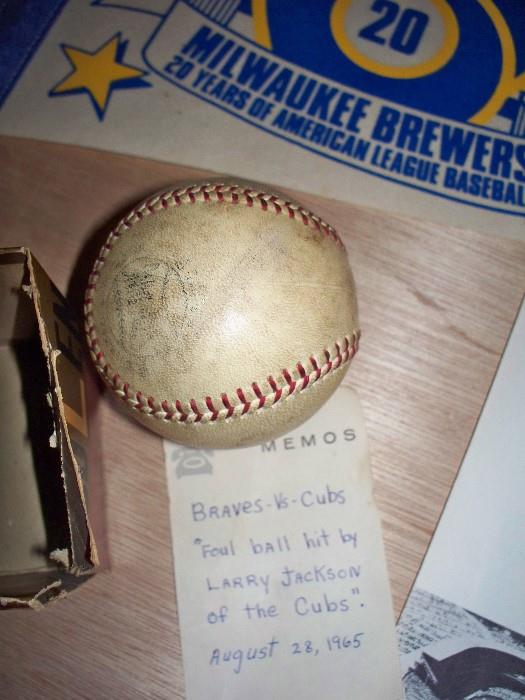 Game Ball from the Braves vs. Cubs 1965