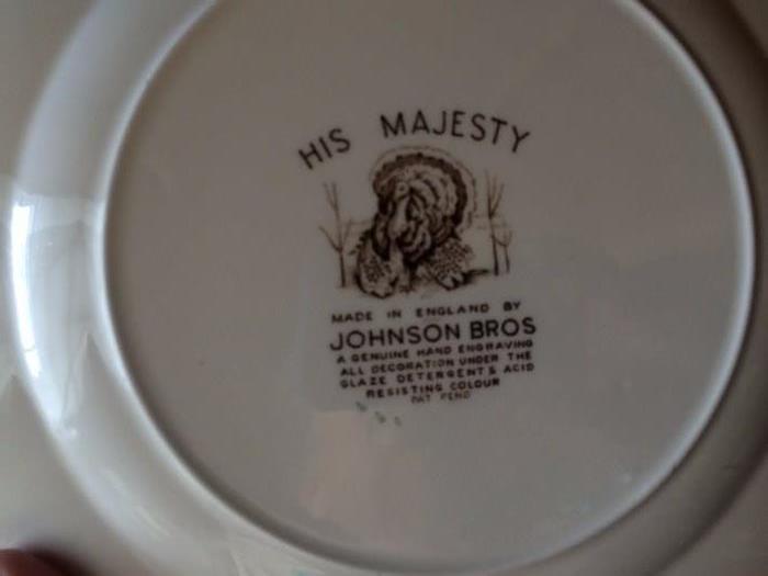 His Majesty dishes by Johnson Bros