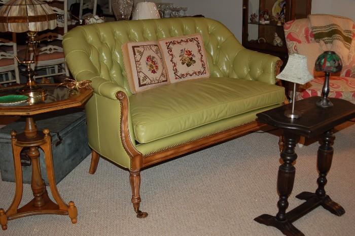 World's Most Wonderful Lime Green Leather Loveseat