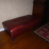 Palliser Upholstery  Burgundy Leather Ottoman 