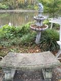 concrete benches, statuary