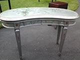 Painted vanity with glass top - Also has a matching vanity chair