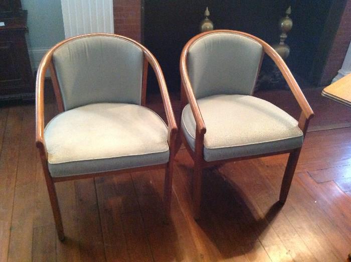 Upholstered / Wood Chairs $ 100.00 for the pair.