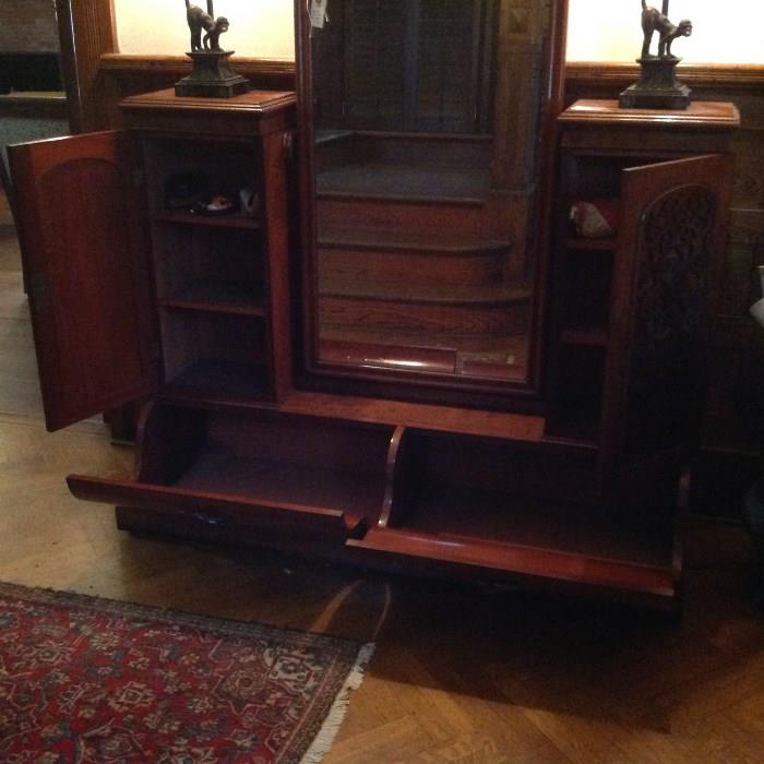 Center Mirror Cabinet with bottom and cabinets open $ 700.00