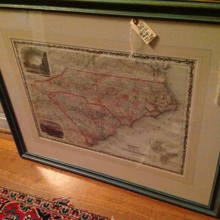 Framed 1865 NC Map $ 120.00
