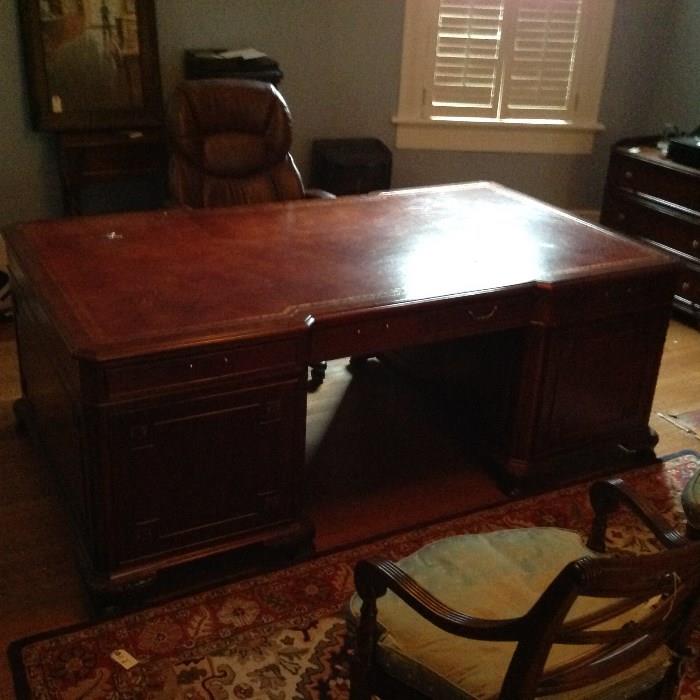Large antique Partner desk - leather inlay $ 500.00