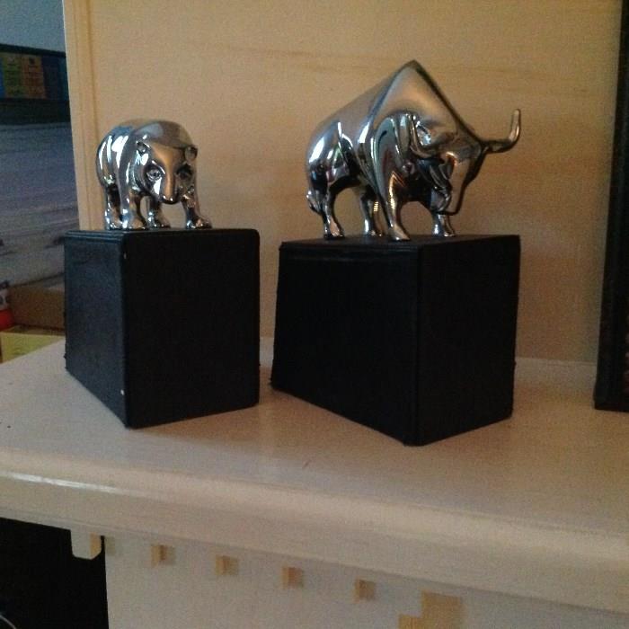Bears and Bulls Bookends - $ 80.00