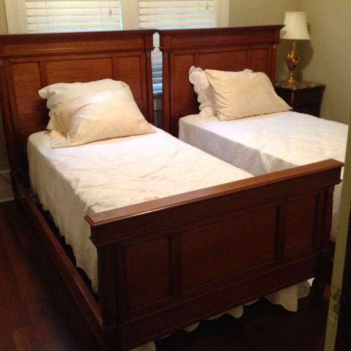 Set of French Walnut 3/4 Twin Beds - $ 600.00 for the pair.