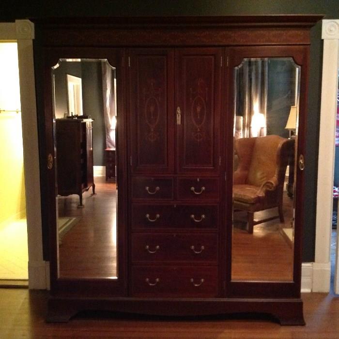 HUGE Solid wood antique Mirrored wardrobe $ 700.00