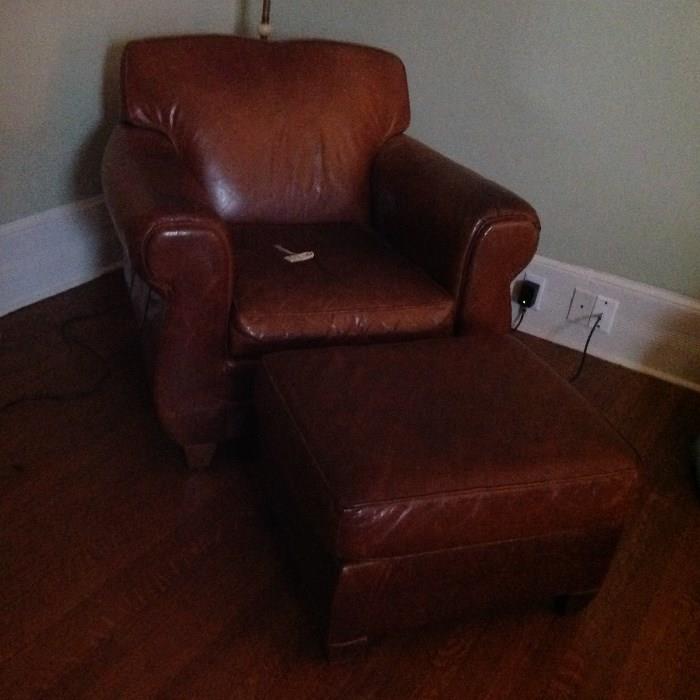 Leather Chair / Ottoman $ 400.00