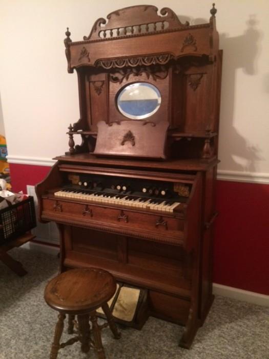 Antique Pump Organ - in working condition, bought as antique, few flaws but gorgeous conversation piece and plays beautiful music! 
