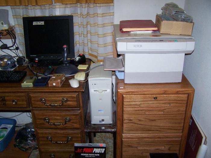 Xerox copy machine, oak file cabinet, computer