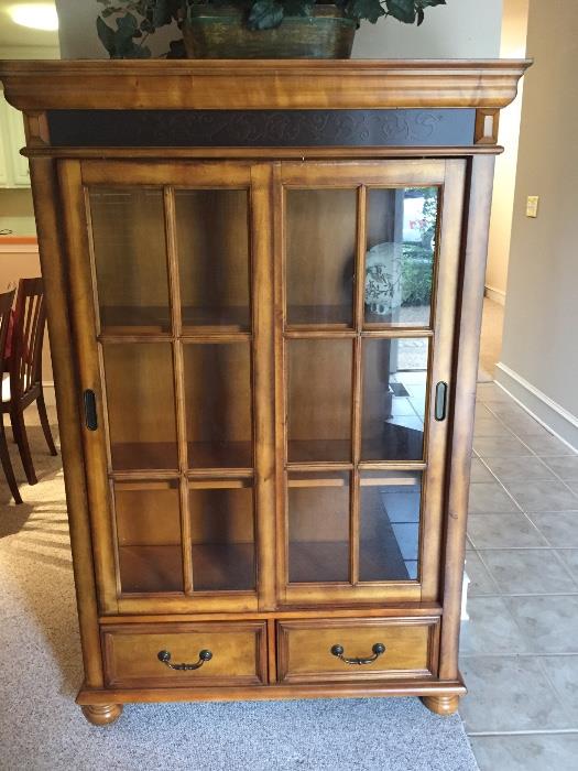Solid wood glass front cabinet 