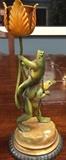 Vintage all metal frog candleholders 