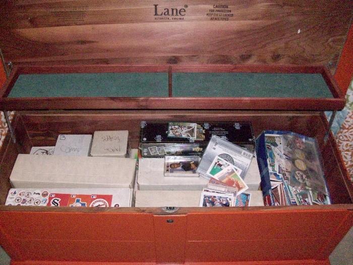Lane cedar chest and Huge sports card collection