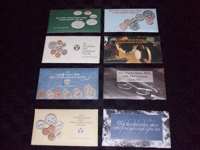 1990'S The United States Mint uncirculated Coin Set's