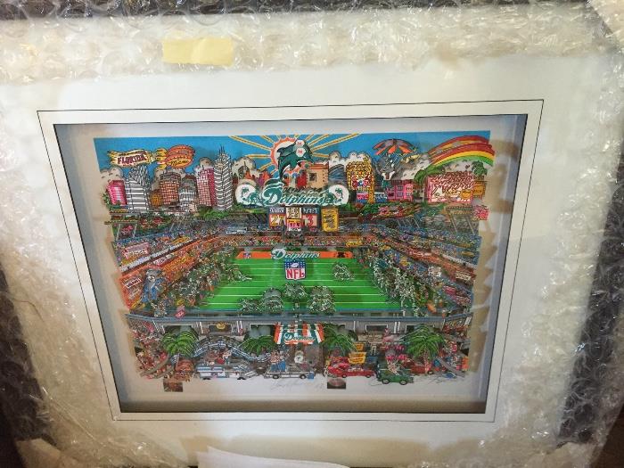 Miami Dolphins 3D Artwork signed by Dan Marino