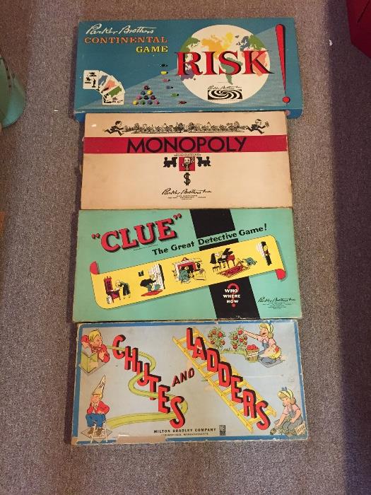 Vintage Games Risk, Monopoly, Clue, Chutes and Ladders